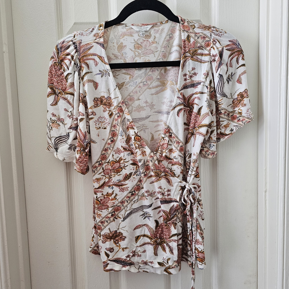 Lucky Brand Short Sleeve Wrap Blouse